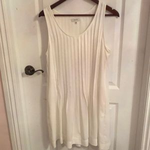pleated white tank dress with pockets!